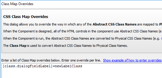 Assigning a new physical CSS class to an abstract CSS class, using the 'Class map' property.